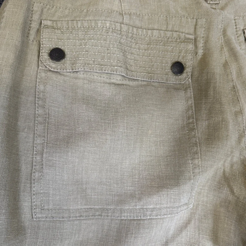 Juicy Couture Mens Camo Linen Pants Tan Green Camouflage Straight Leg 70526